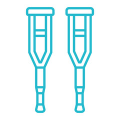 Crutches Multicolor Line Icon
