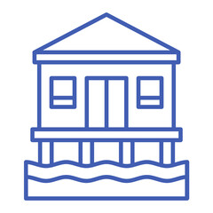 Bungalow Multicolor Line Icon