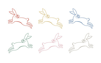 卯年　ウサギ　シルエット　スタンプ　古風　月見　年賀素材　イラスト