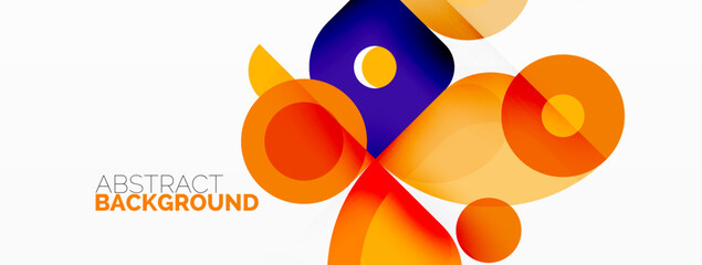 Colorful round shapes, circles and triangles background. Minimal geometric template for wallpaper, banner, presentation