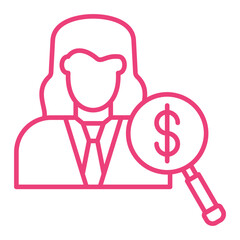Female Auditor Multicolor Line Icon