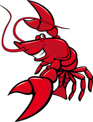 Red cartoon lobsters isolated smiling crayfish