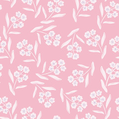 Small flowers and petals seamless pattern. Ideal for printing for fabric. Cute children fashion. Pastel pattern. Vector illustration. Vector illustration. Vector illustration