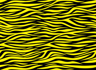 Zebra yellow abstract seamless pattern. Colorful stripes, repeating background. Vector printing for fabrics, posters, banners. 