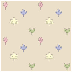 ポップなも葉っぱの可愛いシームレスパターン　茶系