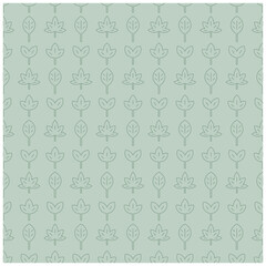 色々な葉のアイコンのシームレスパターン　緑色