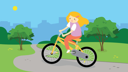 Girl riding a bike in the park