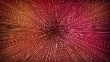 Hyperspace speed effect in night starry sky. Bright red galaxy, horizontal background