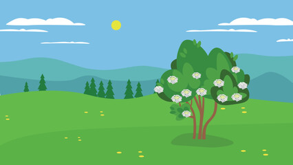 Obraz premium flowering bushes of viburnum on the background of nature