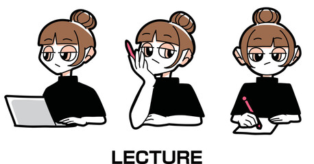 講義を受ける女の子のイラスト