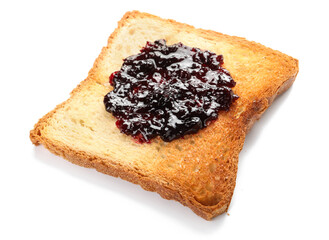 Toast with delicious jam isolated on white background