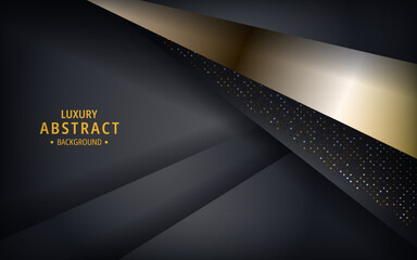 luxurious black overlap with golden glitters dots combination. elegant modern abstract background. eps10 vector