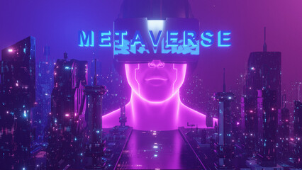 Crypto Metaverse Club Neon Wallpaper Background 3d Render