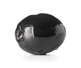Delicious black olive on white background
