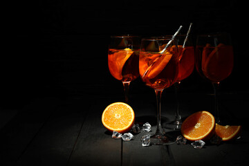 Concept of summer cocktail, Aperol Spritz, space for text