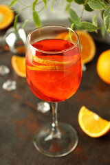 Concept of summer cocktail, Aperol Spritz, close up