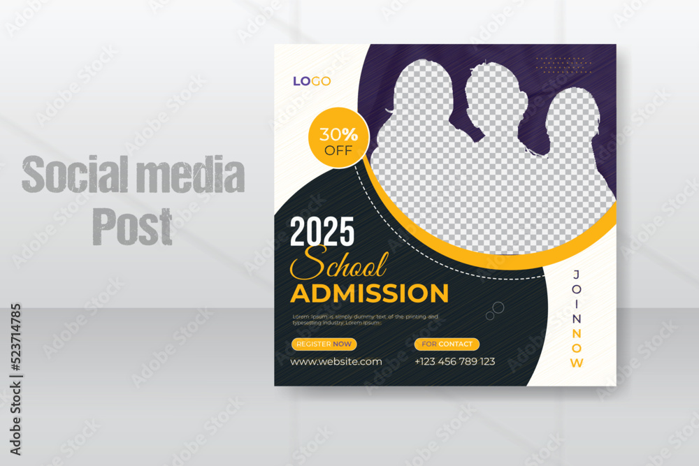 Wall mural Modern and creative School admission social media post and web banner template or Instagram banner Facebook post.