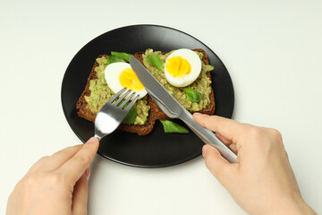 Concept of breakfast with tasty homemade sandwich