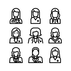 woman doctor icon or logo isolated sign symbol vector illustration - high quality black style vector icons
