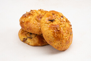 Raisin cookies on vintage background