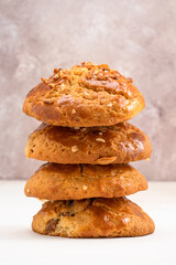 Raisin cookies on vintage background