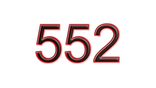 red 552 number 3d effect white background