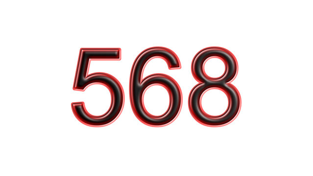 red 568 number 3d effect white background