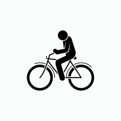 Bicycle Man Icon. Bike Activity Symbol - Vector.