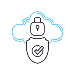 cloud security protection line icon, outline symbol, vector illustration, concept sign