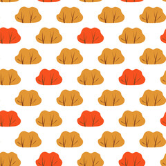 seamless pattern with autumn trees and bushes. Autumn pattern for decoration design