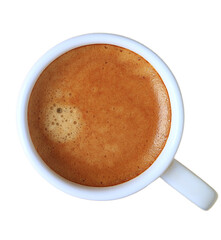 A Cup of Hot Frothy Espresso Coffee Isolated on Transparent Background, PNG File