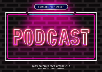 Podcast 3d text style effect editable font