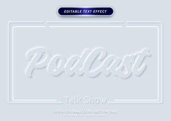 Podcast text style effect editable font with embossed