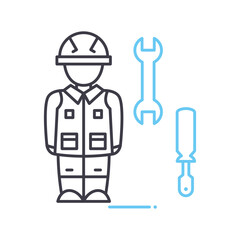 engineer occupation line icon, outline symbol, vector illustration, concept sign