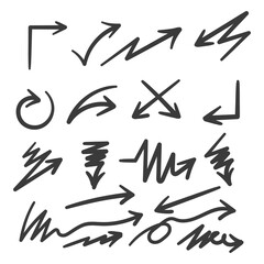 Hand drawn arrow vector icons set. sketch arrow design for business plan and education.