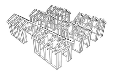 Building object or framing house. Greenhouse construction frame.