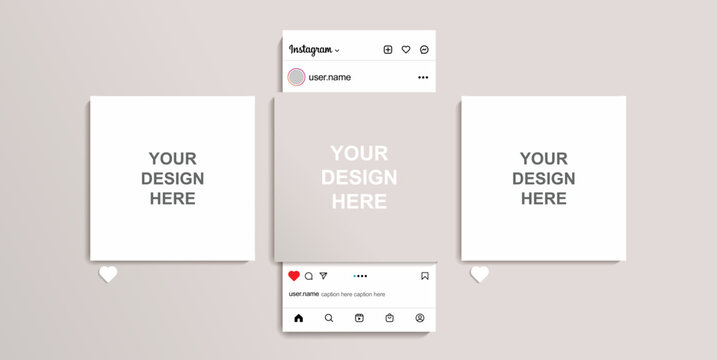 Instagram Mockup. Social Media Post Template Mock Up. Instagram App Interface Post Mockup. Vector Illustration