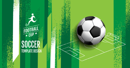 Soccer Template design , Football banner, Sport layout design, green Theme