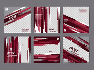 Soccer Layout template design, square, Purple magenta tone, sport background © momo design