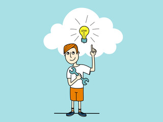 The guy figured out how to fix the breakdown. Man with a wrench and a good idea.