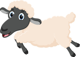 Cartoon happy sheep isolated on white background