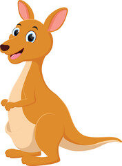 Cartoon Cute Kangaroo isolated on white background