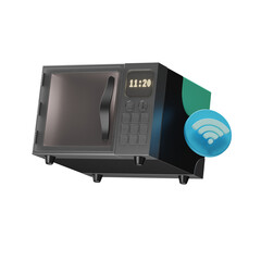 Smart Home, microwave 3d Illustration