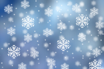 Christmas blue background with snow.