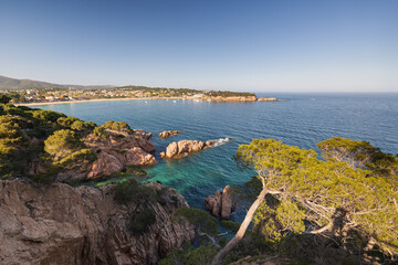 View of the beach of Sant Pol in S Agaro, Costa Brava, Spain