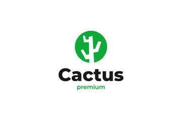Flat cactus logo design vector illustration idea