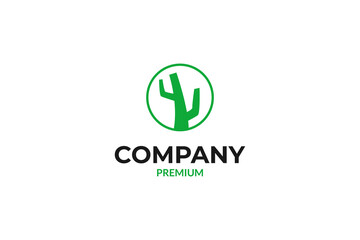 Flat cactus logo design vector illustration idea