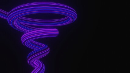 Abstract colorful neon glowing light background. Speed light illuminated. Florescent on the dark scene. Curvy moving line shape. 3D render.