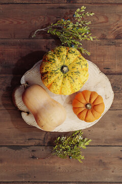 pumpkin on a wooden table