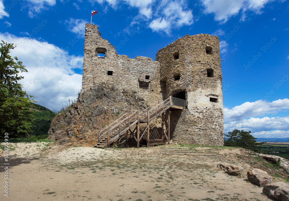 Sticker Ruin of castle Reviste near river Hron, Slovakia